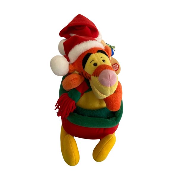 Vintage Animated Disney Plush Winnie the Pooh Tigger Christmas Sled Jingle Bells - Picture 4 of 8